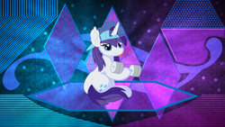 Size: 3840x2160 | Tagged: safe, artist:cyanlightning, artist:laszlvfx, edit, character:rarity, species:pony, g4, alternate hairstyle, disguise, female, plainity, solo, tongue out, wallpaper, wallpaper edit, weights
