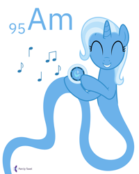 Size: 4000x5000 | Tagged: safe, artist:parclytaxel, character:trixie, species:pony, species:unicorn, series:joycall6's periodic table, g4, .svg available, absurd resolution, americium, chemistry, cute, cutie mark, diatrixes, eyes closed, female, floating, genie, genie pony, grin, mare, music notes, periodic table, simple background, smiling, smoke, smoke detector, solo, vector, white background