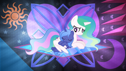 Size: 3840x2160 | Tagged: safe, artist:laszlvfx, artist:pumpkinpieforlife, edit, character:princess celestia, character:princess luna, species:pony, g4, equestria's best big sister, female, filly, hug, lying down, prone, royal sisters, sisterly love, sisters, sleeping, sparkly mane, sparkly tail, wallpaper, wallpaper edit, wing blanket, winghug, woona, young celestia, younger