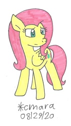 Size: 617x1092 | Tagged: safe, artist:cmara, character:fluttershy, species:pegasus, species:pony, g4, female, mare, simple background, solo, traditional art, white background