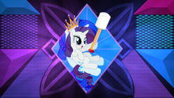 Size: 3840x2160 | Tagged: safe, artist:anime-equestria, artist:laszlvfx, edit, character:rarity, species:pony, g4, crown, female, food, jewelry, marshmallow, rarity is a marshmallow, regalia, solo, wallpaper, wallpaper edit
