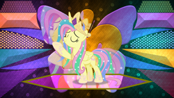 Size: 3840x2160 | Tagged: safe, artist:anime-equestria, artist:laszlvfx, edit, character:fluttershy, species:pony, g4, cosplay, costume, female, shylestia, solo, wallpaper, wallpaper edit