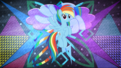 Size: 5120x2880 | Tagged: safe, artist:firesidearmy46231, artist:laszlvfx, edit, character:rainbow dash, species:pony, g4, absurd file size, alternate hairstyle, female, high res, solo, wallpaper, wallpaper edit