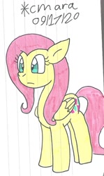 Size: 623x1043 | Tagged: safe, artist:cmara, character:fluttershy, species:pegasus, species:pony, g4, female, mare, simple background, solo, traditional art, white background
