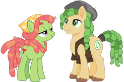 Size: 2266x1499 | Tagged: safe, artist:cloudyglow, artist:oatscene, artist:parclytaxel, edit, character:sandalwood, character:tree hugger, species:earth pony, species:pony, episode:make new friends but keep discord, g4, my little pony: friendship is magic, .svg available, absurd resolution, beanie, clothing, crack shipping, equestria girls ponified, female, hat, hippie, lidded eyes, male, mare, ponified, shipping, simple background, straight, transparent background, treewood, vector