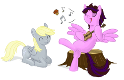 Size: 1000x649 | Tagged: safe, artist:king-kakapo, character:derpy hooves, species:pegasus, species:pony, amy keating rogers, female, mare, ponified, ukulele, unicon