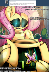 Size: 994x1455 | Tagged: safe, artist:extradan, character:fluttershy, cyborg, element of kindness, flutterbot