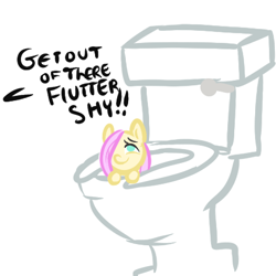 Size: 450x450 | Tagged: safe, artist:mt, character:fluttershy, but why, female, solo, tiny ponies, toilet