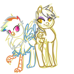 Size: 450x450 | Tagged: safe, artist:mt, character:gilda, character:rainbow dash, species:griffon, griffonized, ponified, simple background, species swap, white background