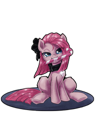 Size: 3900x5100 | Tagged: safe, artist:kp-shadowsquirrel, character:pinkamena diane pie, character:pinkie pie, absurd resolution, bow, candy cane, collar, female, solo