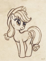 Size: 600x800 | Tagged: safe, artist:kp-shadowsquirrel, character:applejack, female, monochrome, solo