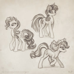 Size: 800x800 | Tagged: safe, artist:kp-shadowsquirrel, character:applejack, character:rarity, character:twilight sparkle, monochrome, raised hoof, sketch, sketch dump, smiling