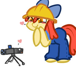 Size: 450x450 | Tagged: safe, artist:mt, character:apple bloom, adorabloom, blu, crossover, cute, engie bloom, engineer, sentry, team fortress 2