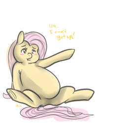 Size: 600x600 | Tagged: safe, artist:mt, character:fluttershy, chubby, fat, fattershy, stuck