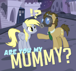 Size: 900x850 | Tagged: safe, artist:pixelkitties, character:derpy hooves, character:doctor whooves, character:time turner, species:pegasus, species:pony, doctor who, empty child, female, mare, tardis, the empty child
