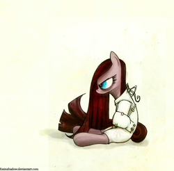 Size: 900x887 | Tagged: safe, artist:foxinshadow, character:pinkamena diane pie, character:pinkie pie, species:earth pony, species:pony, angry, female, mare, profile, sitting, solo, straitjacket