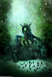 Size: 853x1250 | Tagged: safe, artist:foxinshadow, character:queen chrysalis, species:changeling, changeling queen, cute, cutealis, female, filly, filly queen chrysalis, foal, nymph, raised hoof, smiling, solo, standing, younger
