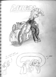 Size: 747x1024 | Tagged: safe, artist:docwario, character:bon bon, character:lyra heartstrings, character:pinkie pie, character:sweetie drops, species:earth pony, species:pony, species:unicorn, akira, longbon, traditional art