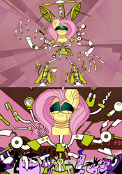 Size: 485x693 | Tagged: safe, artist:extradan, character:fluttershy, flutterbot, my life as a teenage robot, robot