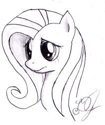 Size: 1276x1512 | Tagged: safe, artist:dj-black-n-white, character:fluttershy, female, monochrome, solo, traditional art
