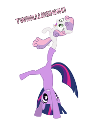Size: 3000x4000 | Tagged: safe, artist:sintakhra, character:sweetie belle, character:twilight sparkle, absurd resolution, handstand