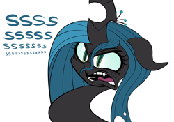 Size: 1280x894 | Tagged: safe, artist:extradan, character:queen chrysalis, species:changeling, changeling queen, female, hissing, solo