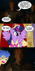 Size: 800x1625 | Tagged: safe, artist:pixelkitties, character:flash sentry, character:sunset shimmer, character:twilight sparkle, character:twilight sparkle (alicorn), species:alicorn, my little pony:equestria girls, big crown thingy, brad, comic, crossover, exploitable meme, friendzone, game of thrones, grey worm, jorah mormont, waifu thief