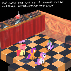 Size: 900x900 | Tagged: safe, artist:docwario, character:apple bloom, character:scootaloo, character:spike, character:sweetie belle, character:twilight sparkle, species:pegasus, species:pony, cutie mark crusaders, mario, parody, super mario rpg