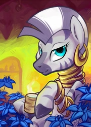 Size: 519x720 | Tagged: safe, artist:hobbes-maxwell, character:zecora, species:zebra, female, poison joke, smiling, solo