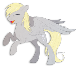 Size: 1169x1006 | Tagged: safe, artist:hioshiru, character:derpy hooves, species:pegasus, species:pony, eyes closed, female, fluffy, happy, mare, simple background, solo