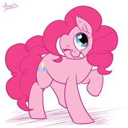 Size: 2000x2000 | Tagged: safe, artist:arnachy, character:pinkie pie, species:earth pony, species:pony, cute, diapinkes, ear fluff, female, heart eyes, high res, mare, smiling, solo, wingding eyes, winking at you