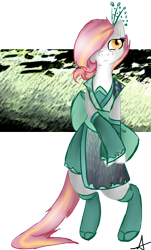 Size: 680x1126 | Tagged: safe, artist:arnachy, oc, oc only, species:pony, bipedal, clothing, kimono (clothing), solo