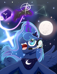 Size: 561x726 | Tagged: safe, artist:frist44, character:princess luna, gamer luna, doctor who, female, moon, solo, tardis