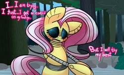 Size: 1280x776 | Tagged: safe, artist:extradan, character:fluttershy, cyborg, female, flutterbot, solo