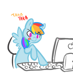 Size: 450x450 | Tagged: safe, artist:mt, character:rainbow dash, computer, female, pony keyboard, solo, typing