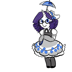 Size: 450x450 | Tagged: safe, artist:mt, character:rarity, clothing, female, glasses, maid, pantyhose, solo, umbrella