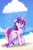 Size: 1000x1500 | Tagged: safe, artist:kp-shadowsquirrel, character:princess cadance, species:alicorn, species:pony, :c, beach, cloud, cute, cutedance, female, floppy ears, frown, looking at you, princess sadance, rain, sad, solo, spread wings, tail bow, wet, wet mane, wings
