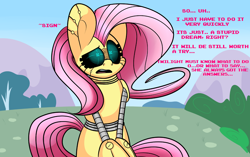 Size: 1280x805 | Tagged: safe, artist:extradan, character:fluttershy, female, flutterbot, robot, solo, text, tumblr
