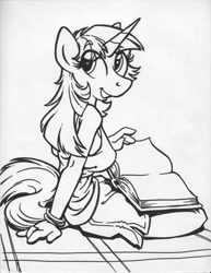 Size: 786x1017 | Tagged: safe, artist:trollie trollenberg, character:twilight sparkle, species:anthro, female, monochrome, solo