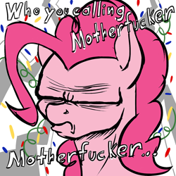 Size: 720x720 | Tagged: safe, artist:acesential, character:pinkie pie, species:earth pony, species:pony, g4, angry, solo, vulgar