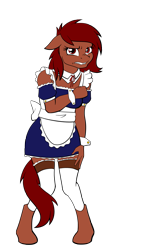 Size: 717x1200 | Tagged: safe, artist:acesential, oc, oc only, oc:penn, oc:penny, species:anthro, g4, angry, anthro oc, clothing, glare, looking at you, maid, rule 63, simple background, solo, transparent background