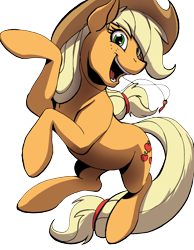 Size: 930x1200 | Tagged: safe, artist:acesential, character:applejack, species:earth pony, species:pony, g4, leaping, pose, simple background, solo
