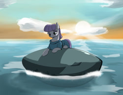 Size: 900x695 | Tagged: safe, artist:acesential, character:boulder, character:maud pie, species:earth pony, species:pony, g4, floating, macro, ocean, physics, solo