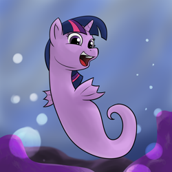 Size: 2400x2400 | Tagged: safe, artist:acesential, character:twilight sparkle, species:sea pony, g4, seaponified, seapony twilight, solo, species swap, underwater