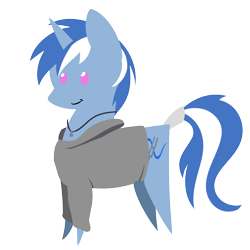 Size: 1800x1800 | Tagged: safe, artist:acesential, oc, oc only, oc:sine wave, species:pony, species:unicorn, g4, clothing, collar, female, hoodie, horn, pointy ponies, solo, tail wrap, tuning fork