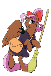 Size: 1024x1536 | Tagged: safe, artist:acesential, oc, oc only, oc:bowtie, species:pegasus, species:pony, g4, broom, clothing, cosplay, costume, kiki's delivery service, ponycon, simple background, transparent background