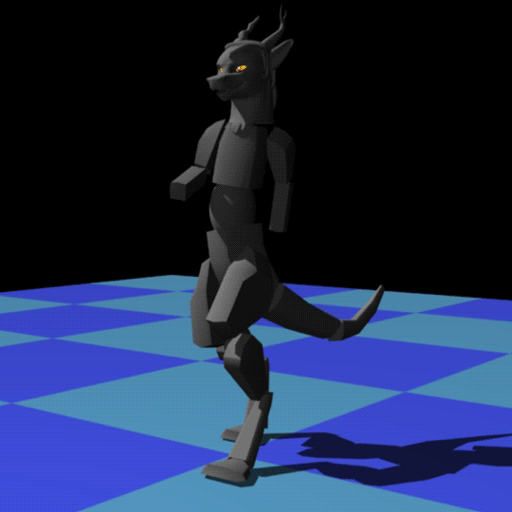 Size: 512x512 | Tagged: safe, artist:acesential, character:discord, oc:eris, species:draconequus, g4, 3d, animated, animation test, gif, polygons, rule 63, solo