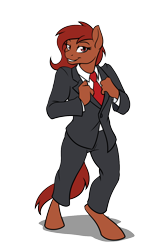 Size: 776x1200 | Tagged: safe, artist:acesential, oc, oc only, oc:penny, species:anthro, species:earth pony, species:pony, species:unguligrade anthro, g4, clothing, explicit source, eyelashes, necktie, simple background, solo, suit, transparent background