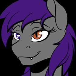 Size: 800x800 | Tagged: safe, artist:acesential, oc, oc only, oc:sonar amethyst, species:bat pony, species:pony, g4, heterochromia, looking at you, pony face, solo