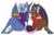 Size: 1800x1165 | Tagged: safe, artist:acesential, oc, oc only, oc:panne, oc:quill, species:anthro, species:bat pony, species:pony, species:unguligrade anthro, g4, anthro oc, bat pony oc, chopsticks, clothing, duo, eating, female, fish, food, french fries, leaning, mare, pants, salmon, simple background, sitting, sweater, white background